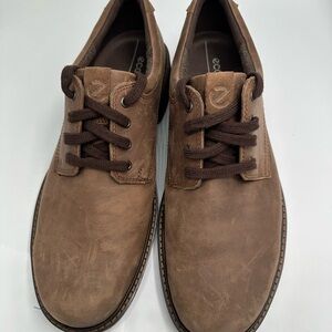 ECCO Shoes Mens Size 12-12.5 / EU 46 Leather Brown Lace-Up Derby Dress Shoe Heel